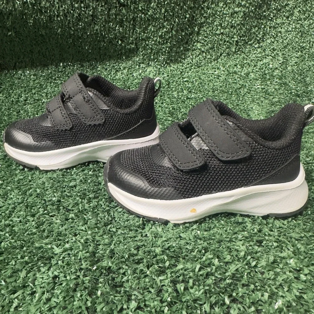 Toddler Size 4 Black Tennis Shoes Everyday Kids Shoe Double Strap